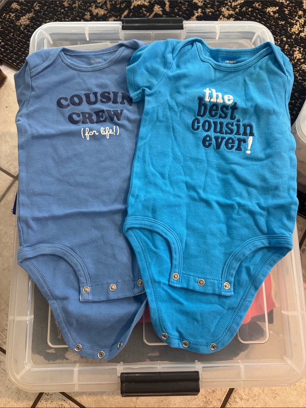 Carter's Blue 'The Best Cousin Ever' & 'Cousin Crew' Baby One-Piece Set
